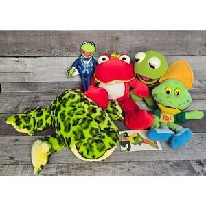Lot of 5 Frogs Kellog's Nickelodeon Kermit Y2k Vintage Plush Stuffed Animal Gift
